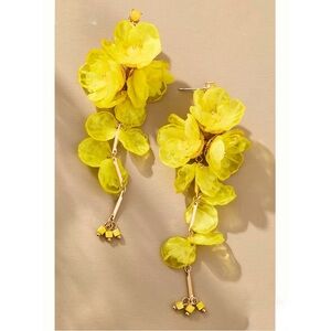 NWT Anthropologie Blossom Drop Earrings in Yellow, MSRP $48